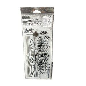 Tim Holtz Stampers Anonymous Cling Stamp Stencil Set Floral Trees THMM159 New